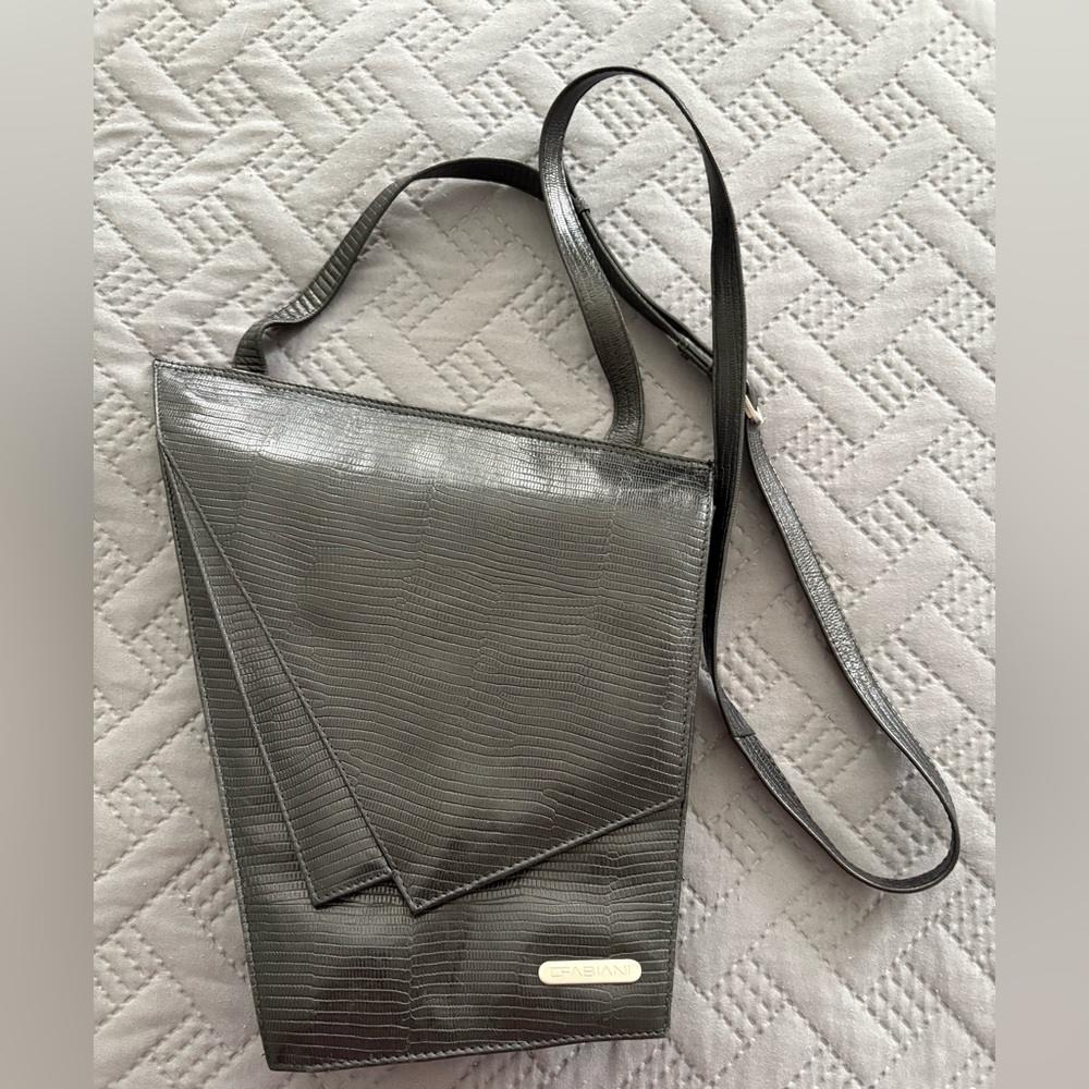 Fabiani Black Textured Shoulder Bag - Preused